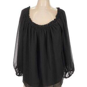 INC International Concepts Black Bishop Sleeve Blouse